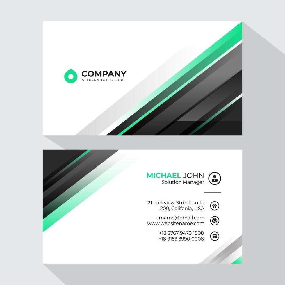 Modern Teal Green, Dark Gray Business Card Template vector
