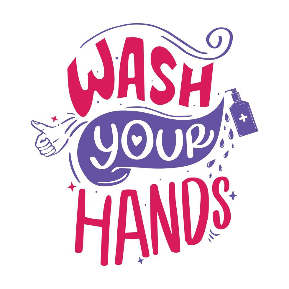 Wash your hands lettering vector