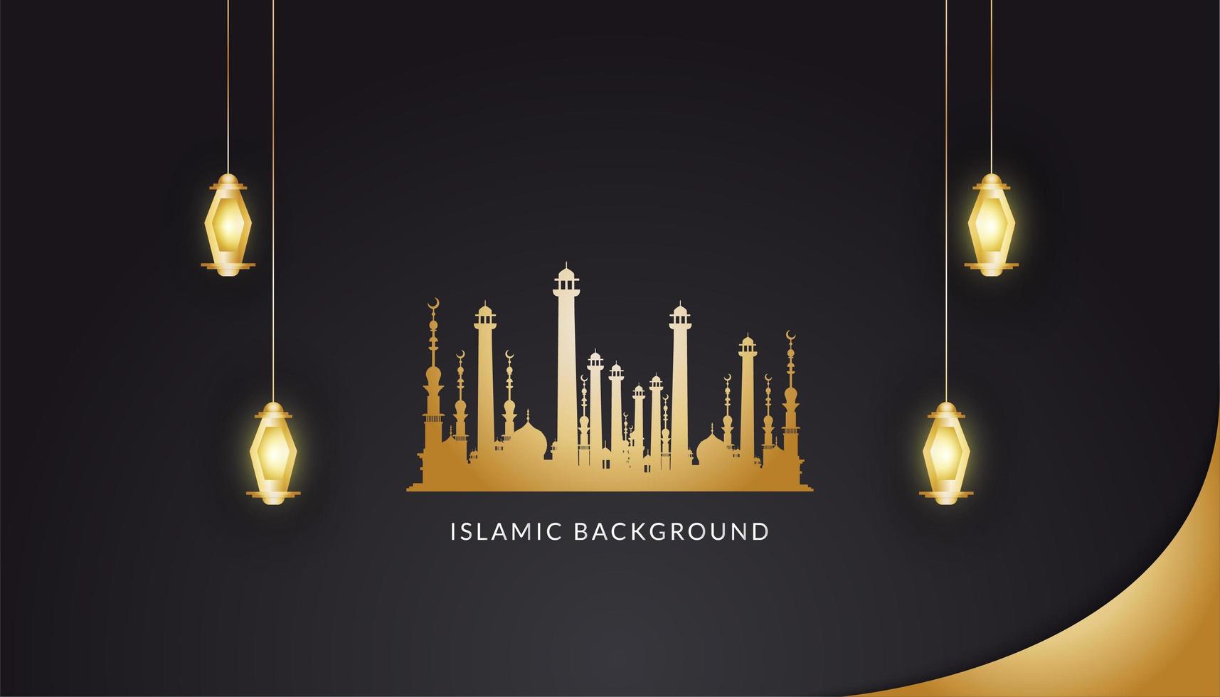 Islamic Background with Golden Lanterns vector