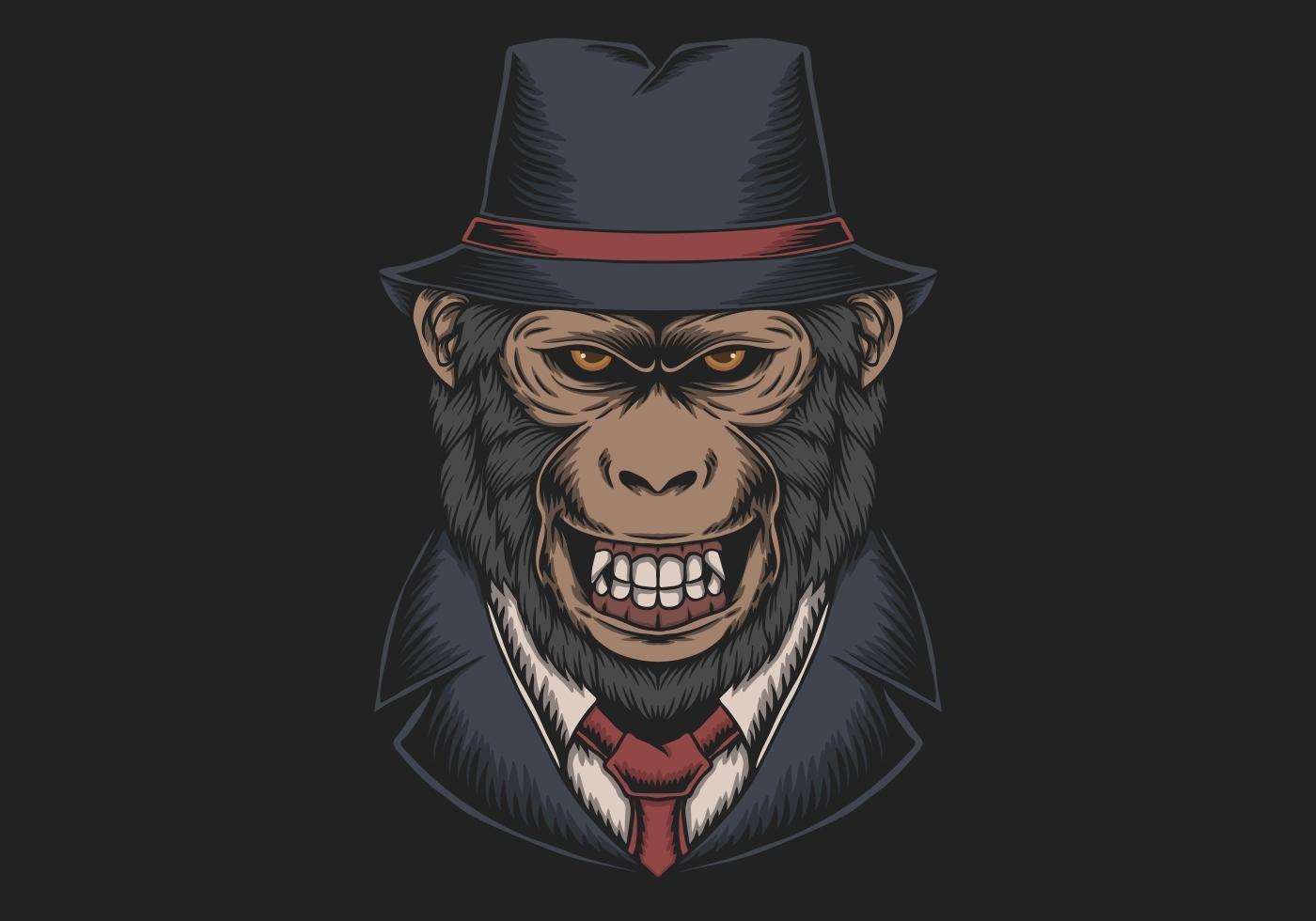 Mafia Monkey Top Hat vector