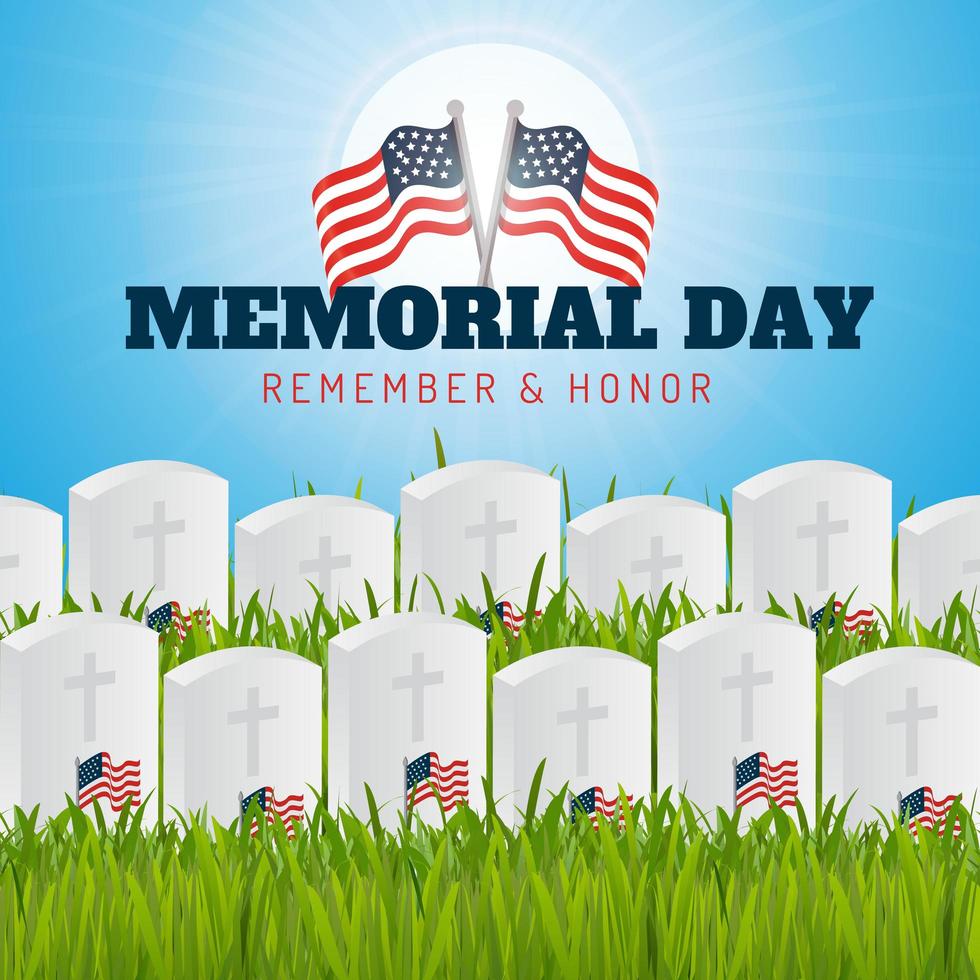 Memorial day remember and honor poster vector