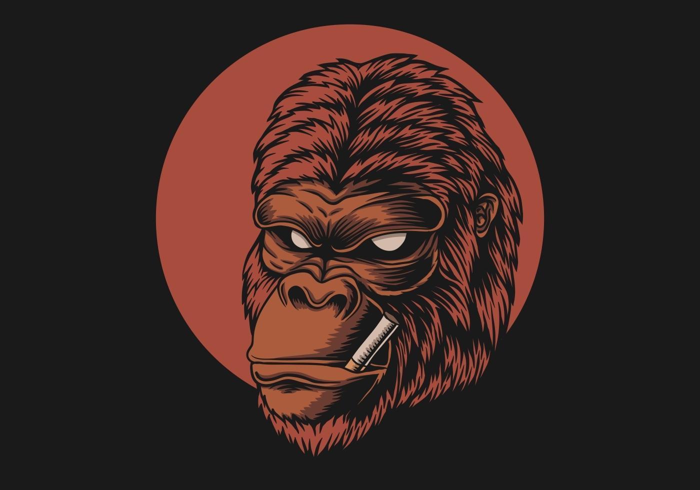 Gorilla head smoke  vector