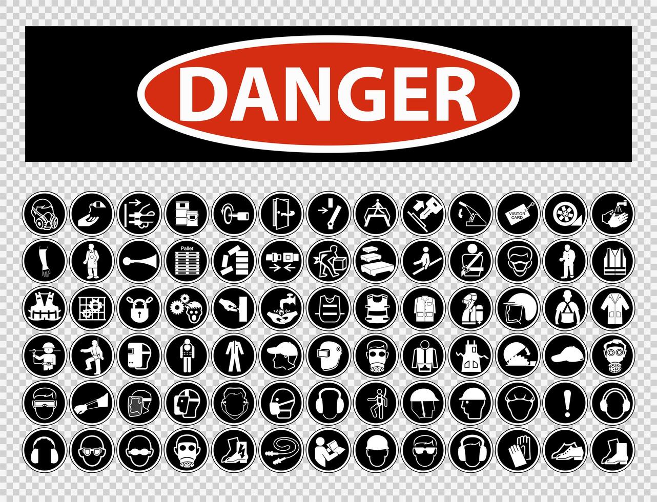 Danger Required Personal Protective Equipment Symbol Collection vector