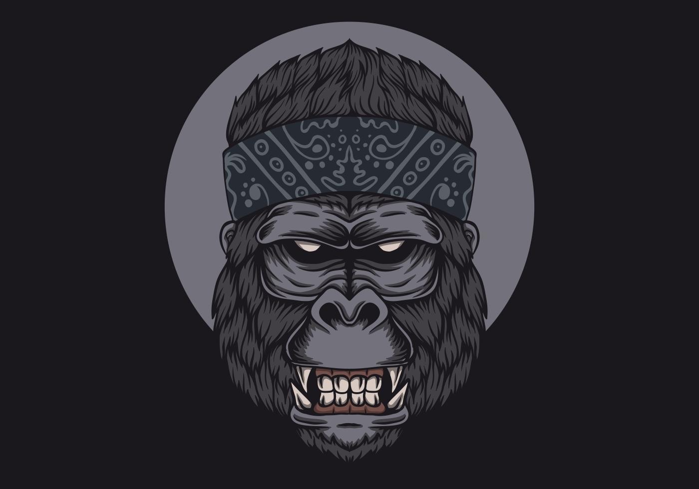 Gorilla head bandana 1100408 Vector Art at Vecteezy