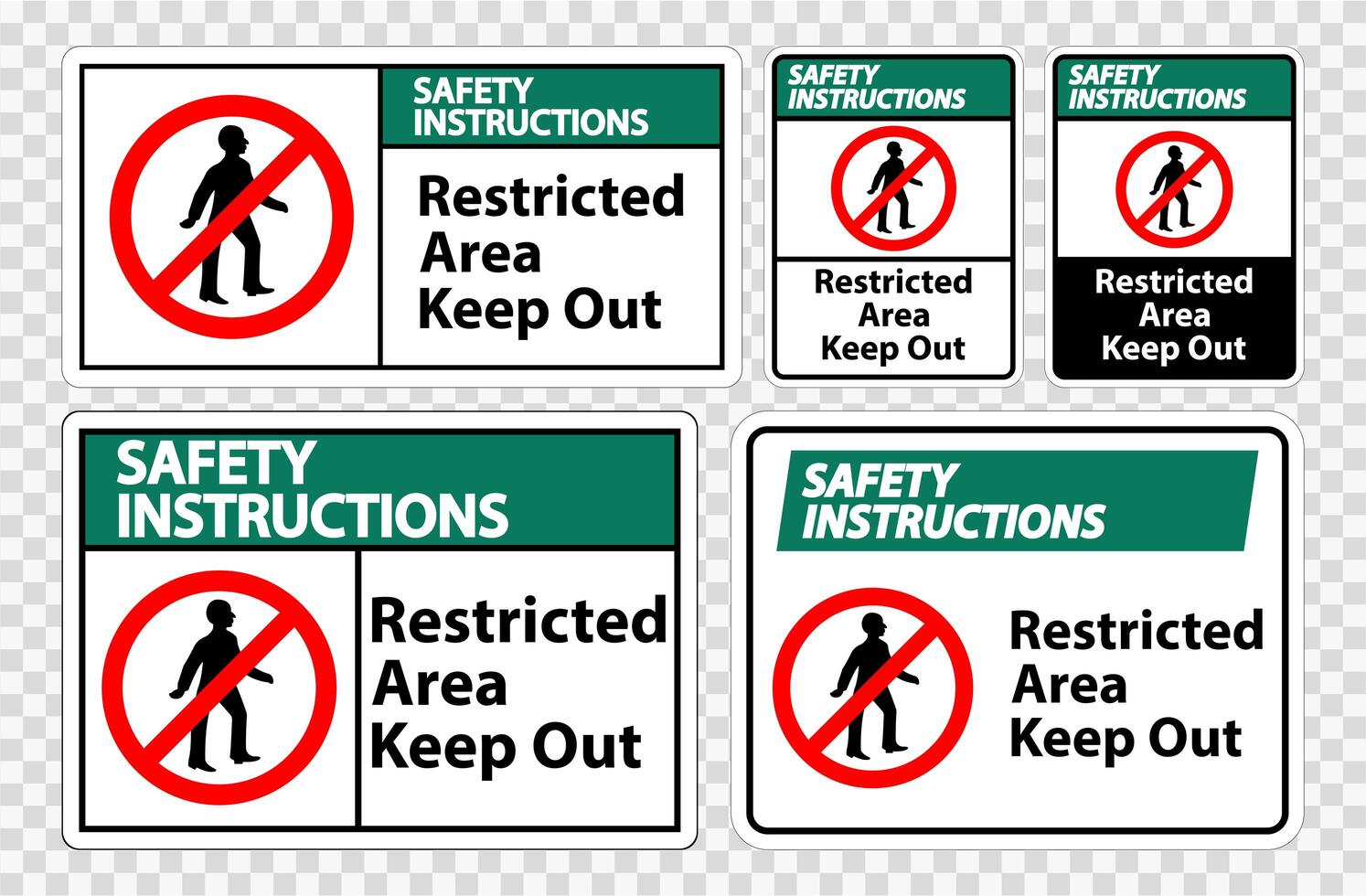 instrucciones de seguridad área restringida mantener fuera el conjunto de signos de símbolos vector