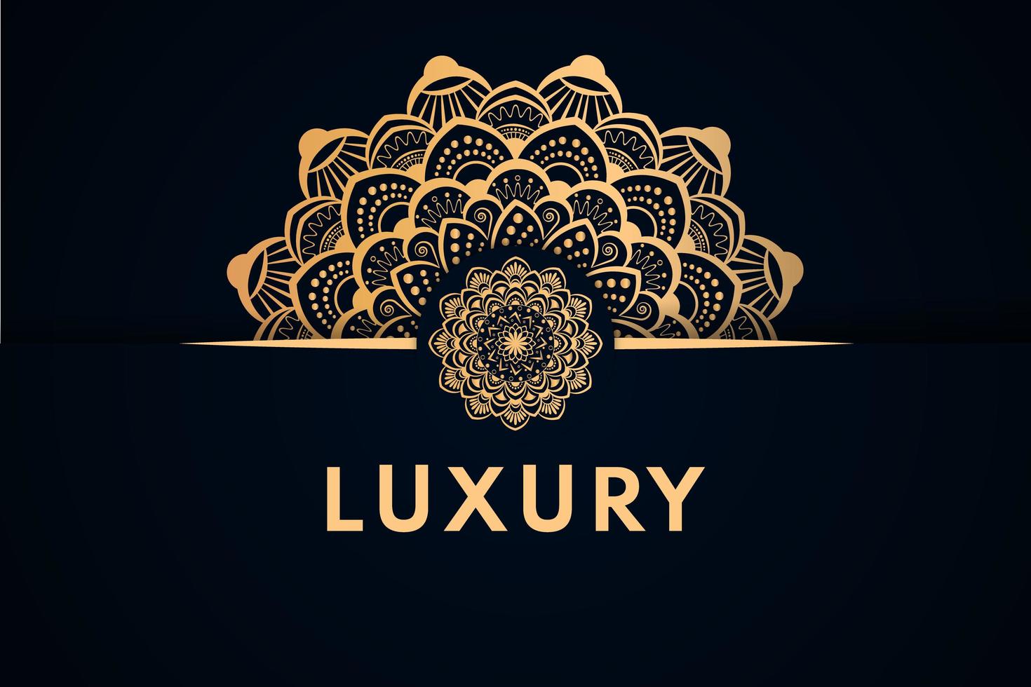 Luxury golden half mandala and border design vector