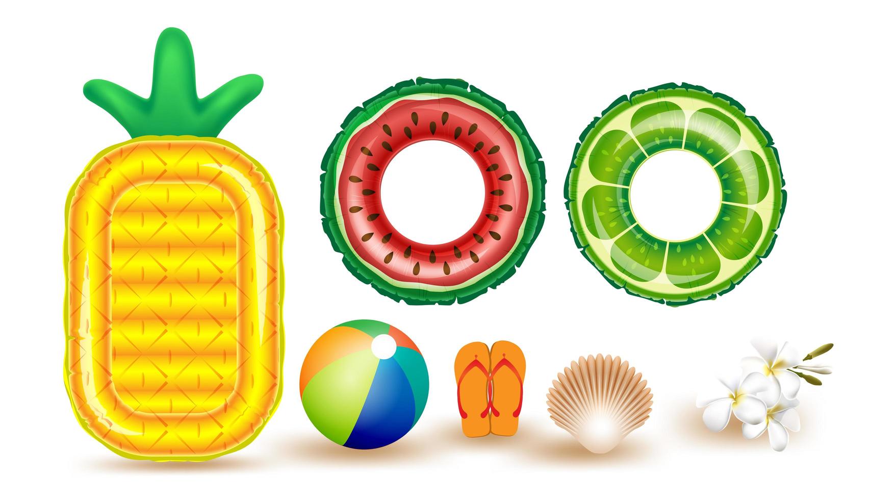 Summer element set with floats and beach ball vector