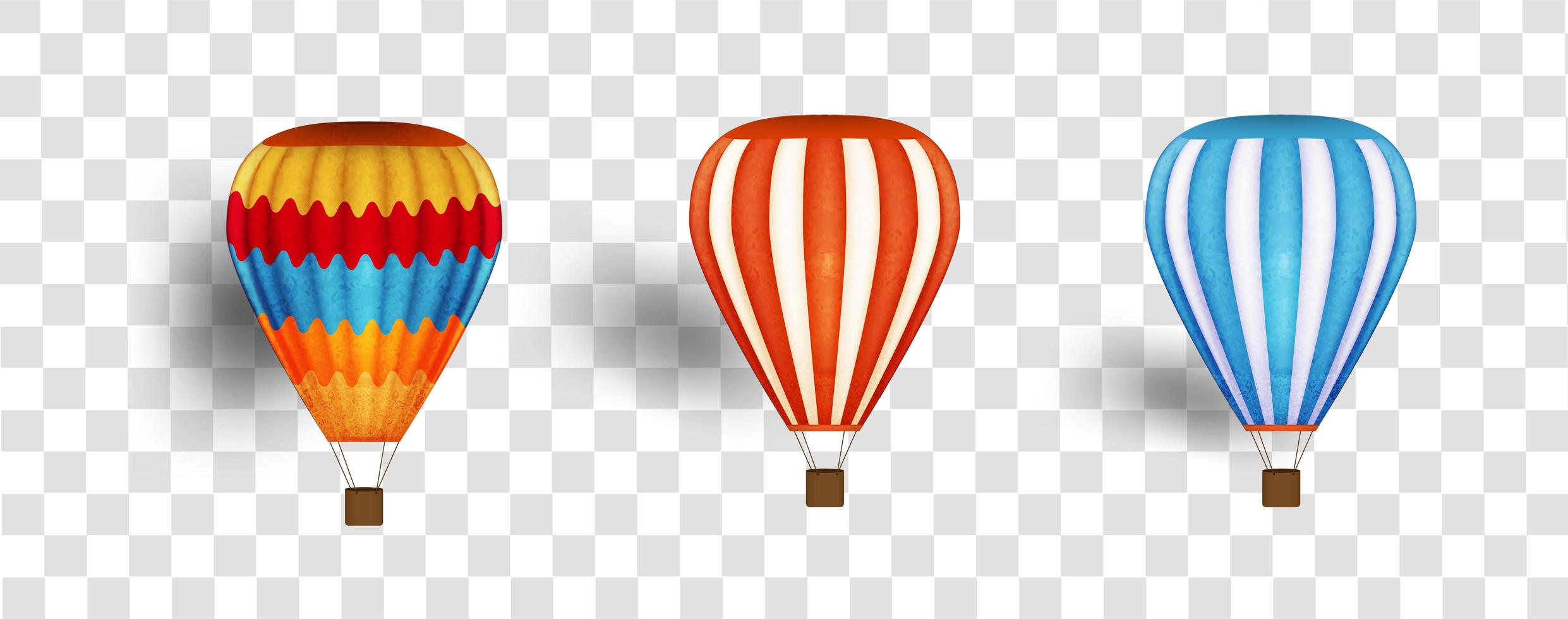 Hit air balloon set with watercolor style texture vector