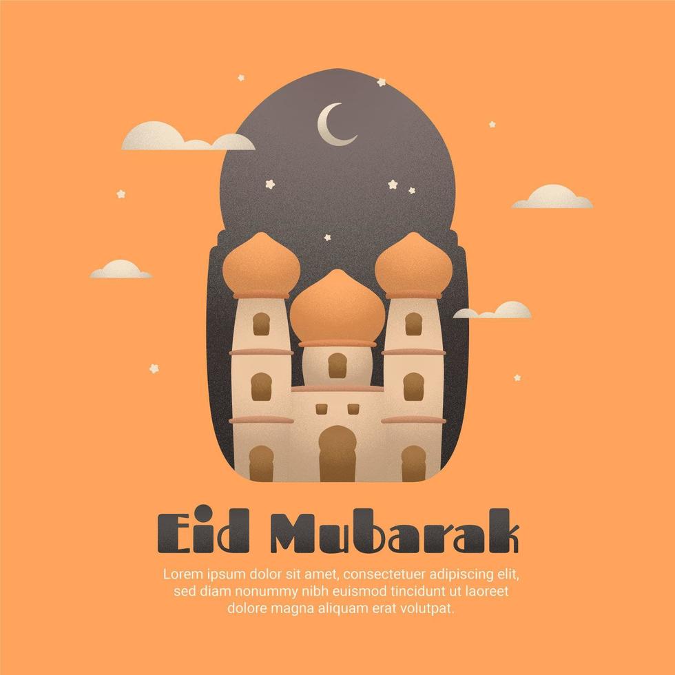 Grainy Shadow Eid Mubarak Greeting Poster or Banner vector