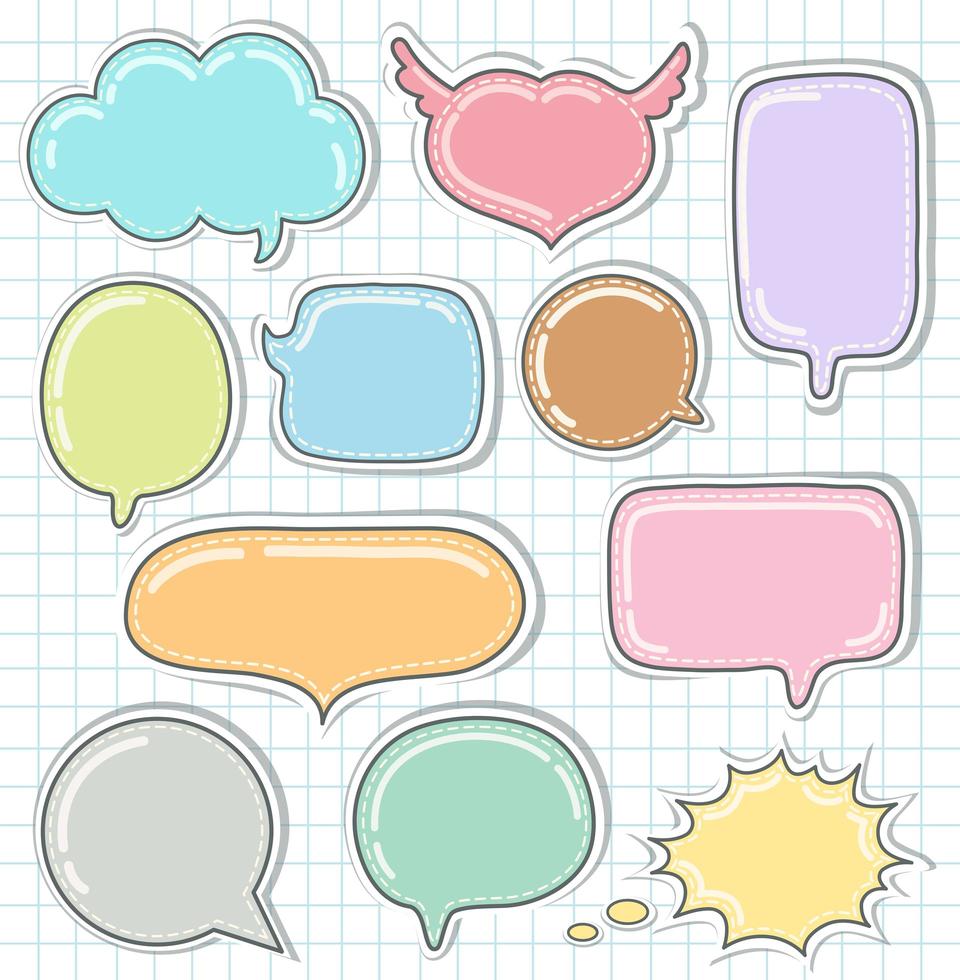 Cute set of hand drawn speech bubbles vector