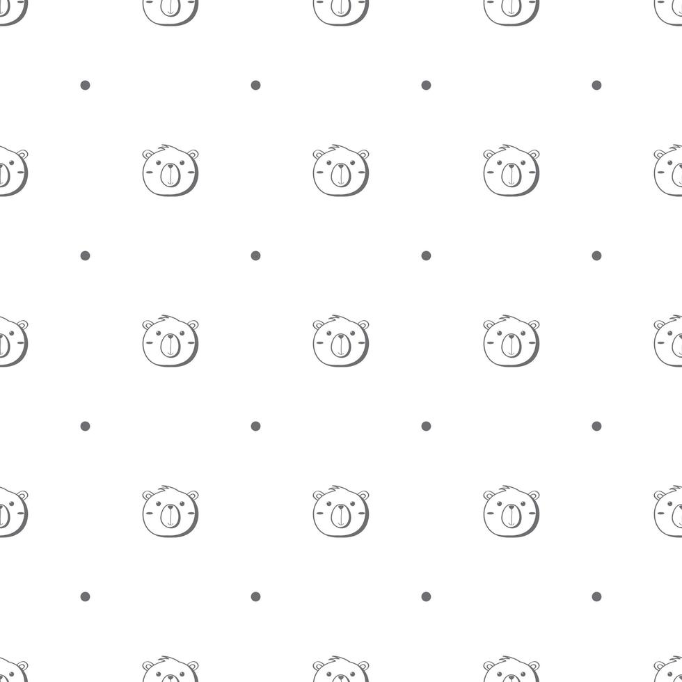 Seamless pattern with teddy bear heads and polka dots vector