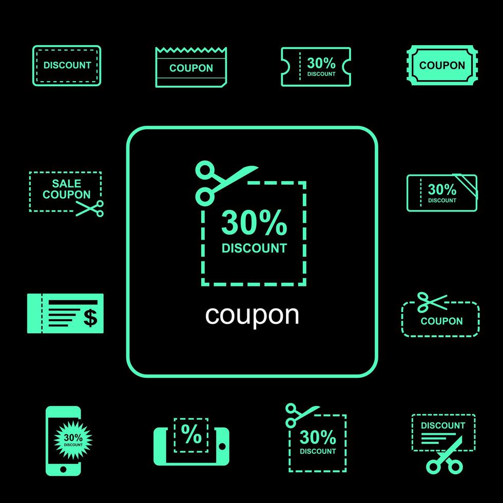 Discount coupon icons for events set  vector