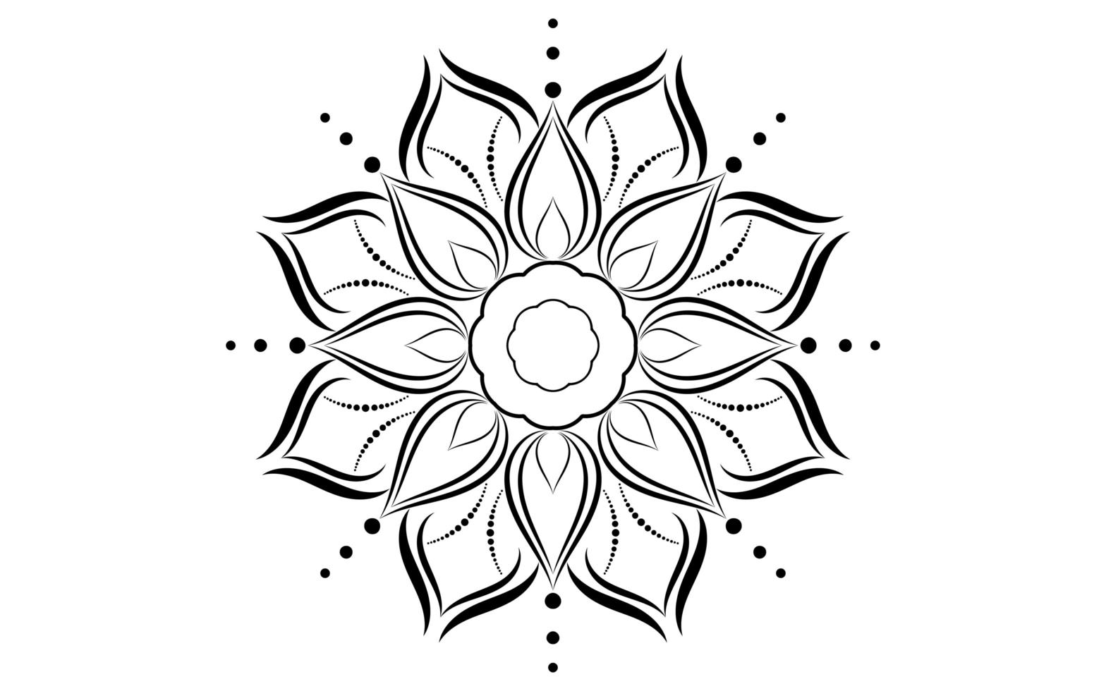 patrón de mandala simple floral blanco y negro vector