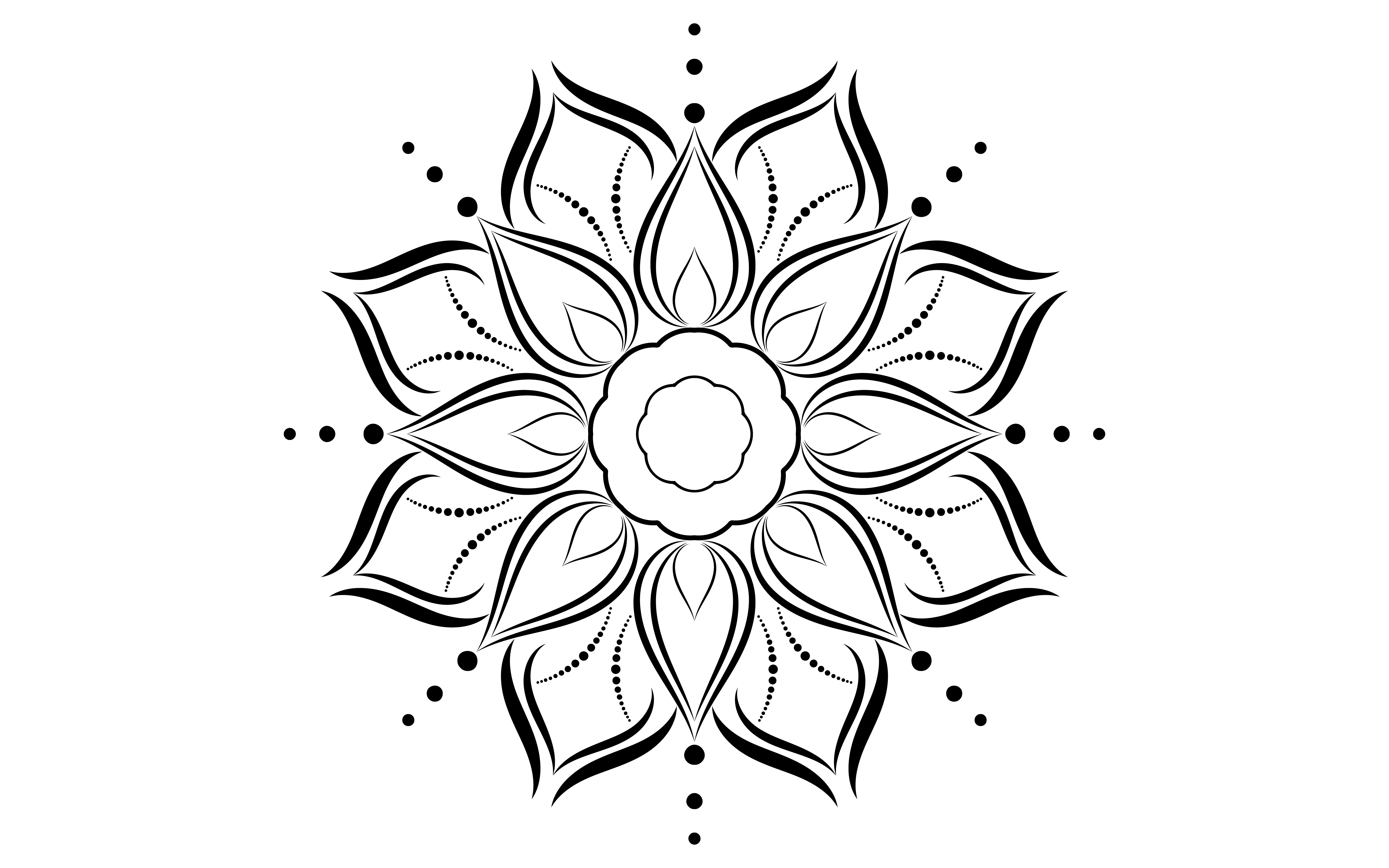 Download Black and white floral simple mandala pattern - Download ...