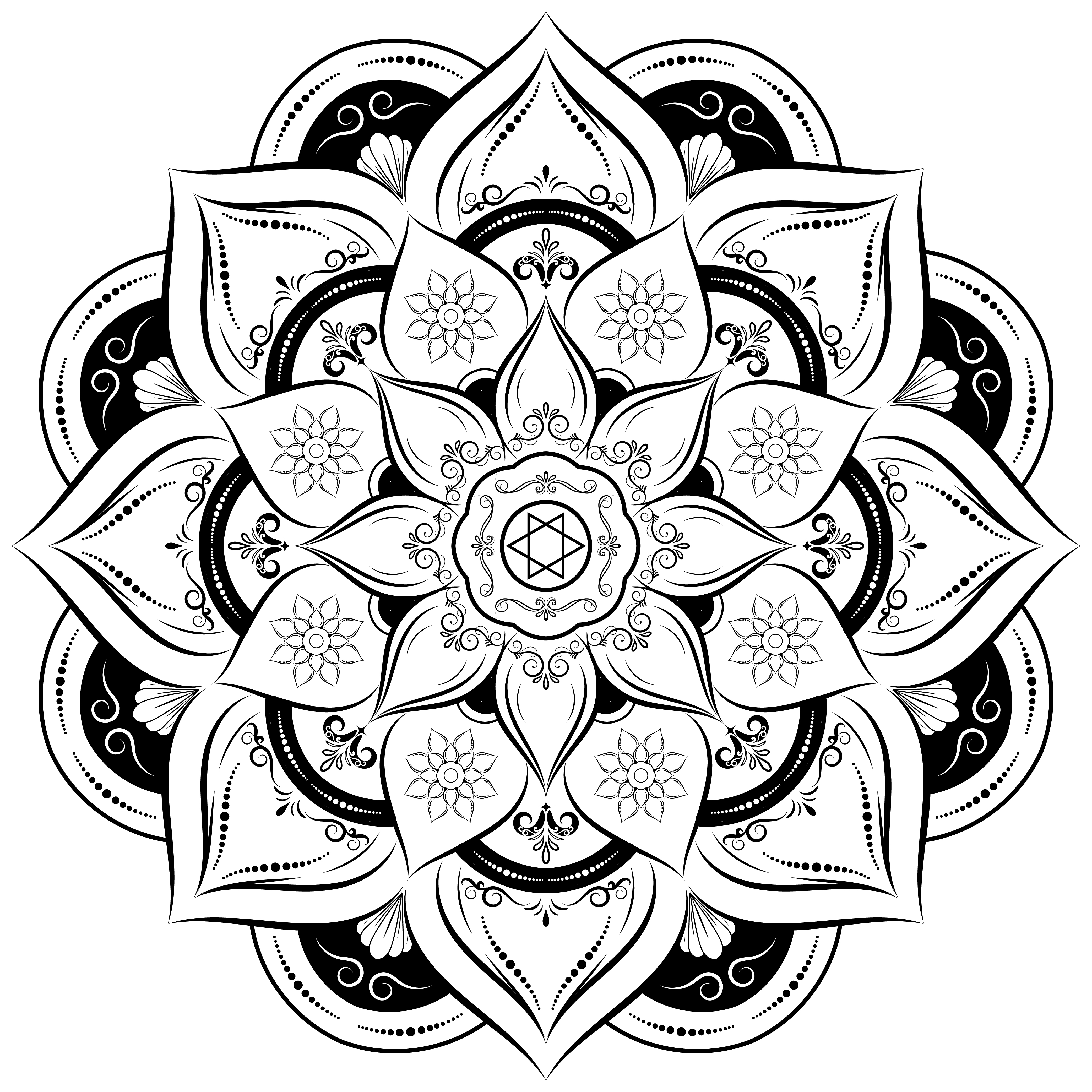 Download Black And White Circle Mandala Flower 1101314 Vector Art At Vecteezy