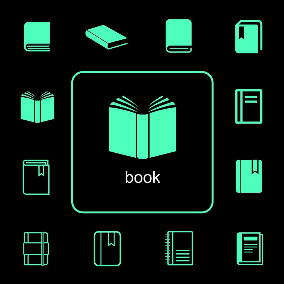 conjunto de iconos de libro simple y diverso vector