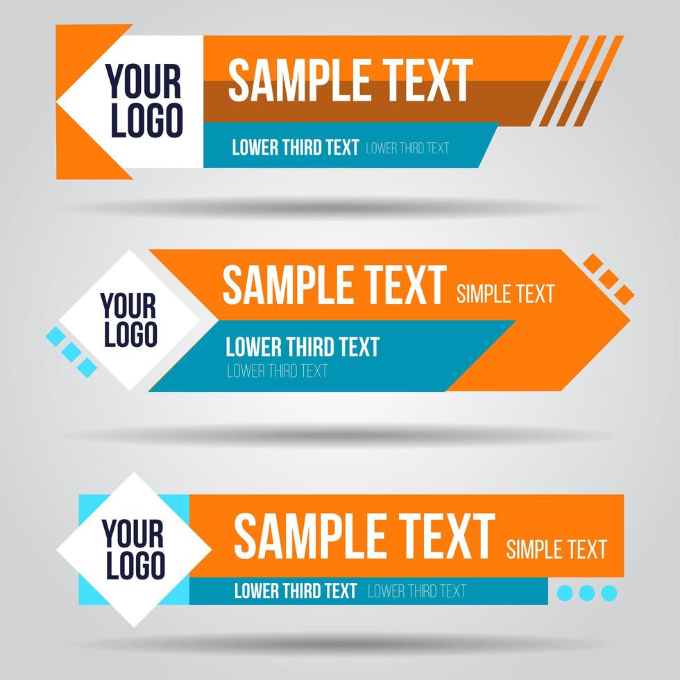 Lower thirdorange and blue tv design template set vector