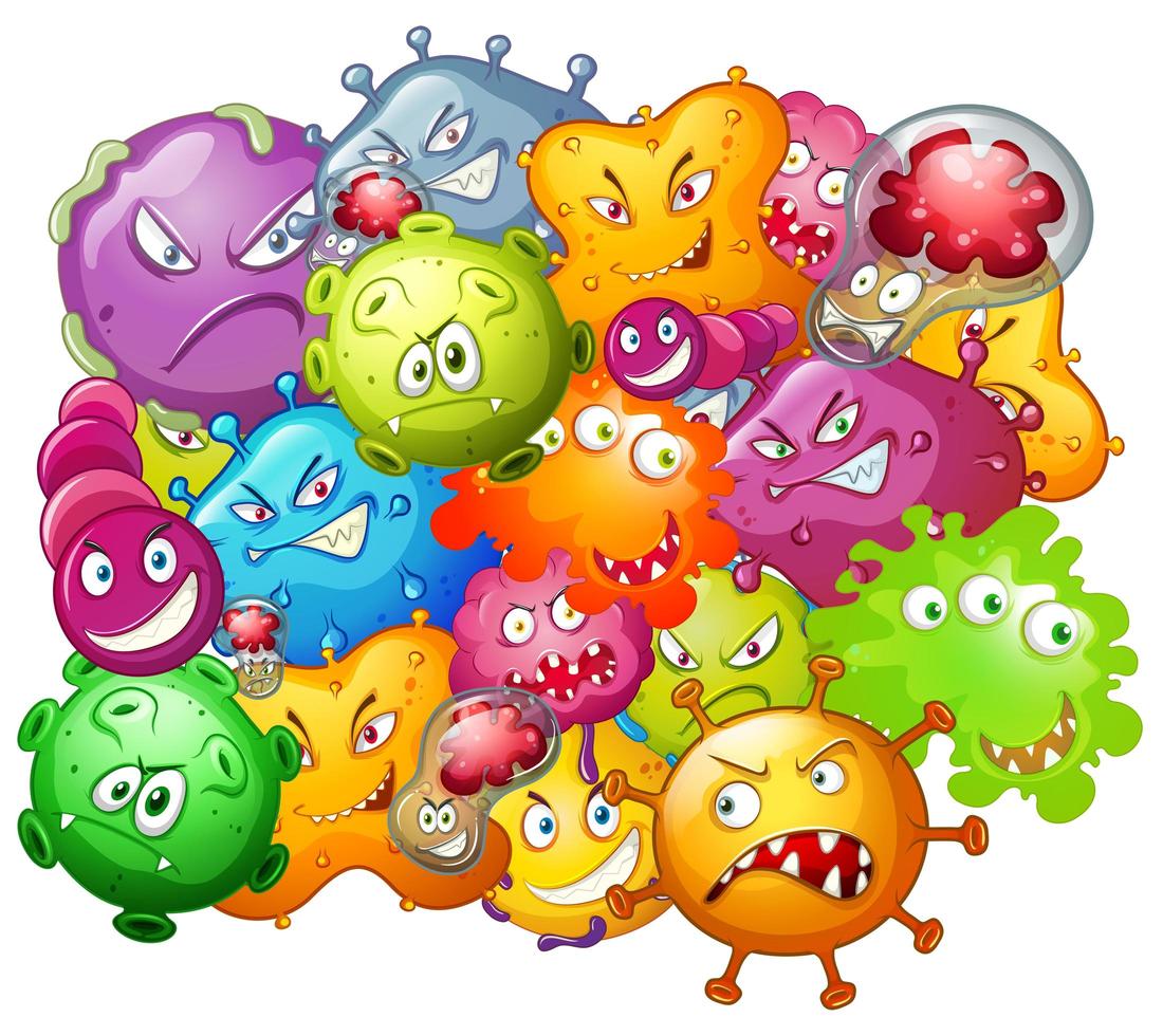 Germs with Monster Faces vector