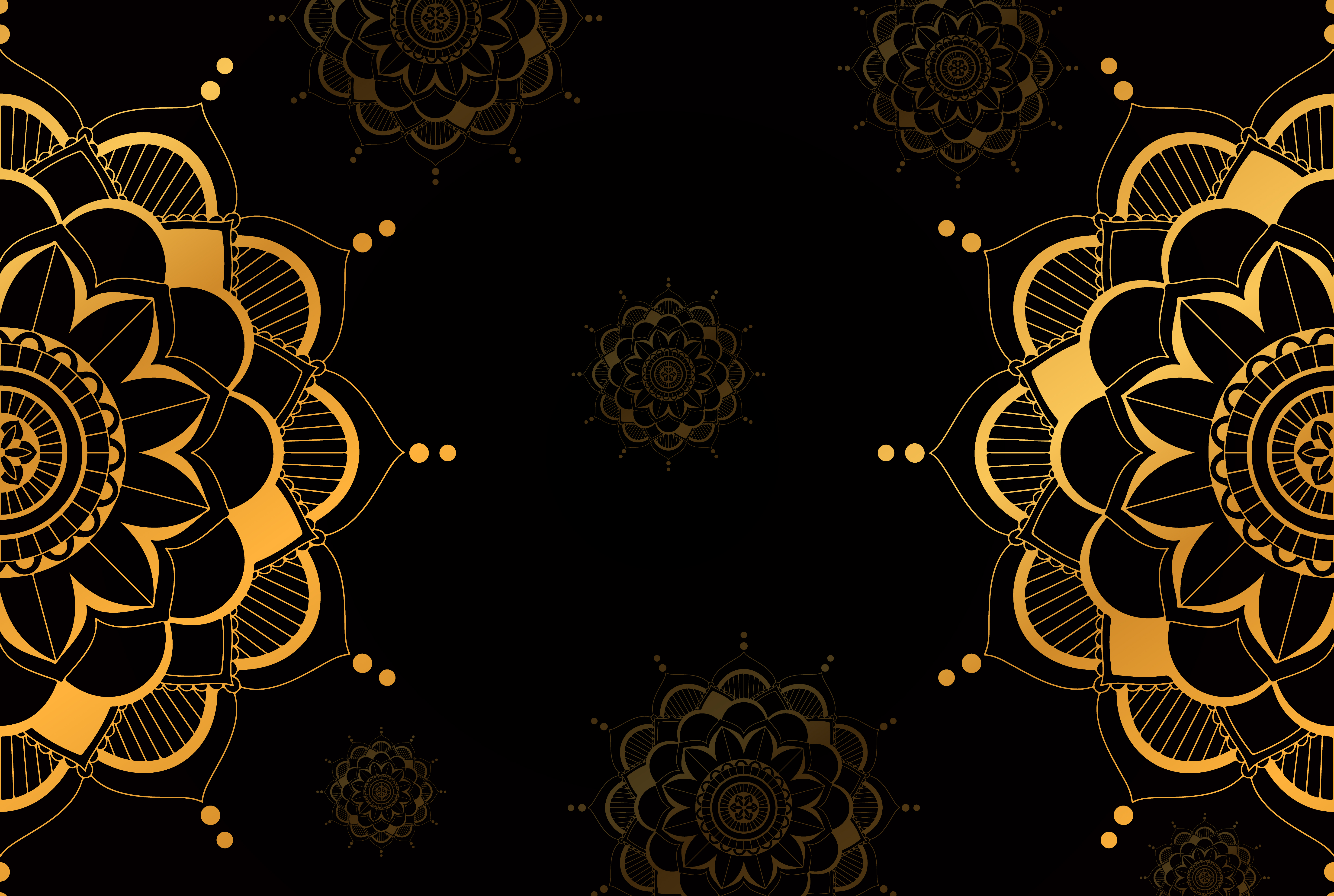 Download Gold Half Mandala Pattern on Black Background - Download ...