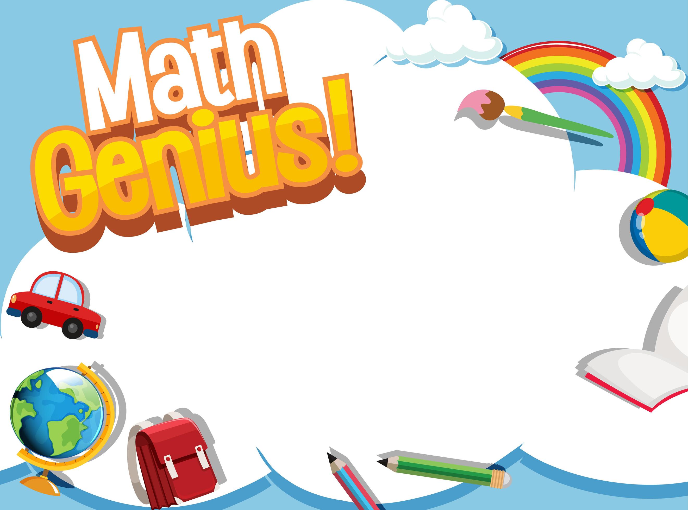 Math Frame Template with School Items and Sky 1102739 Vector Art at