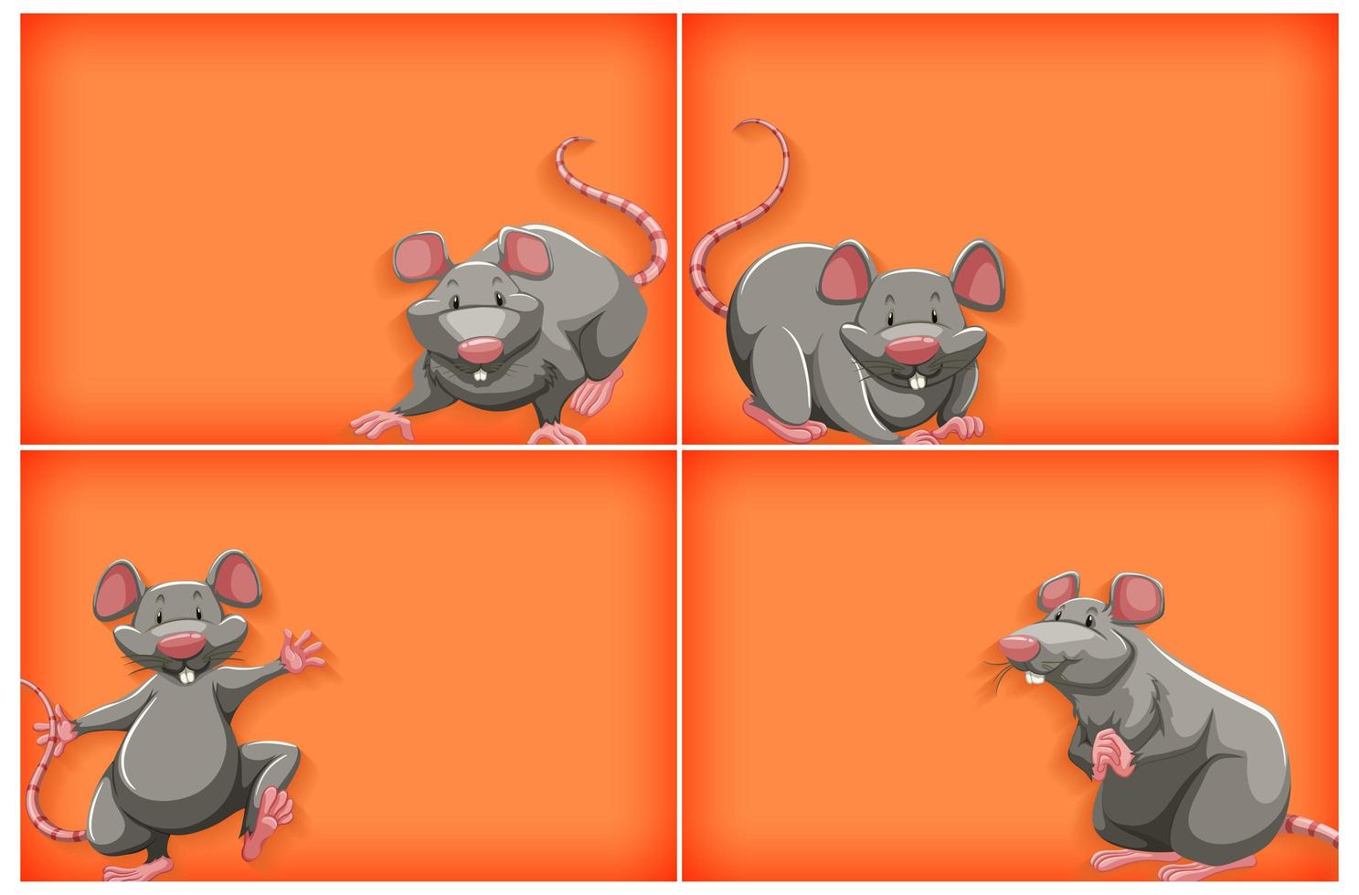 Orange Background Set with Gray Mouse vector