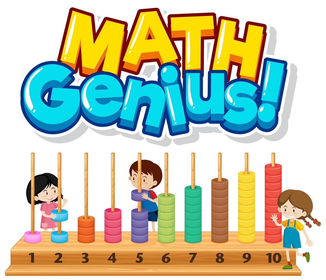 '' genio de las matemáticas '' con niños y números vector