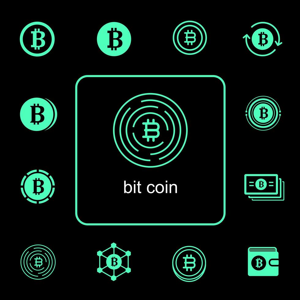 conjunto de iconos de bitcoin vector