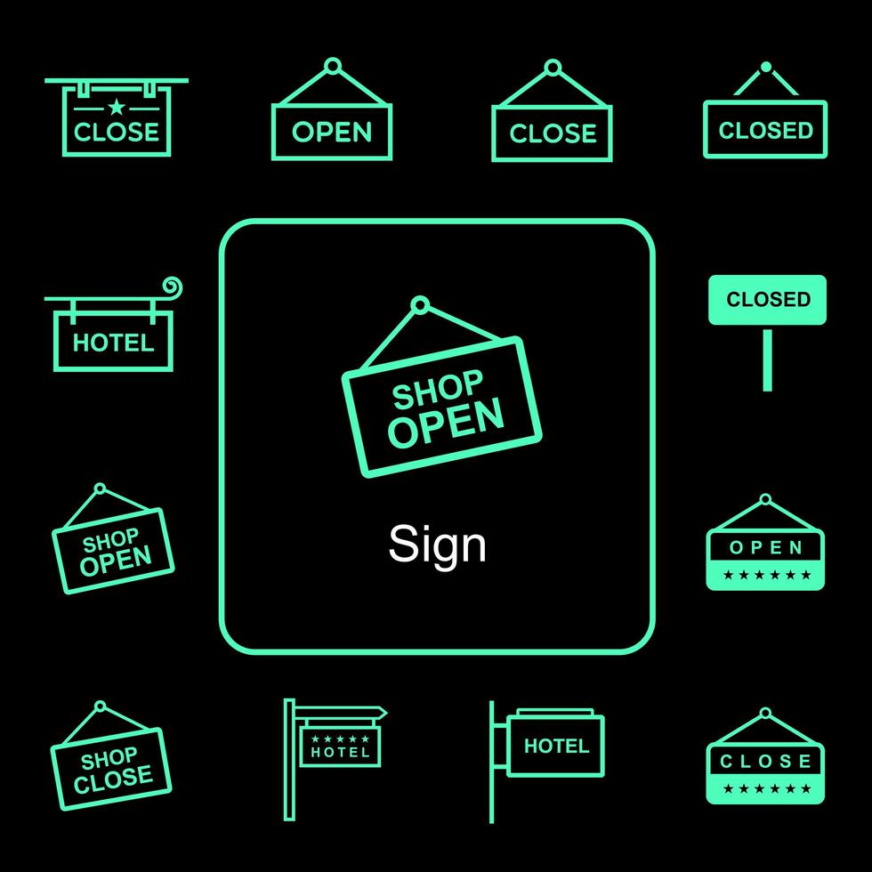 Shop opening and closing sign icons set  vector