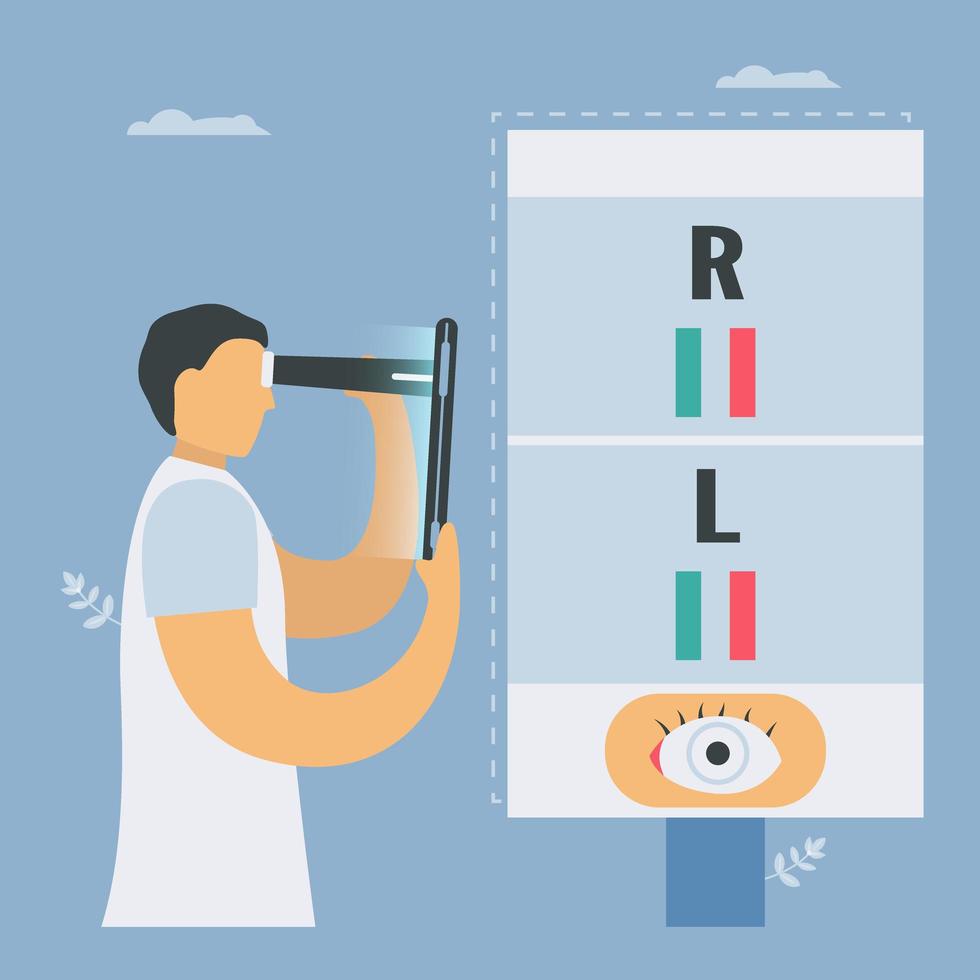 Eyesight testing with smartphone vector