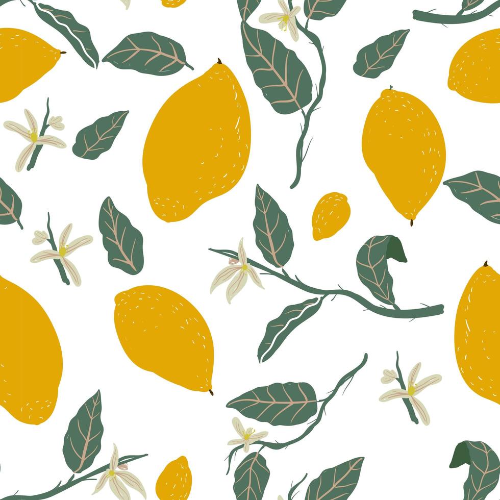 Colorful lemon hand drawn seamless pattern vector