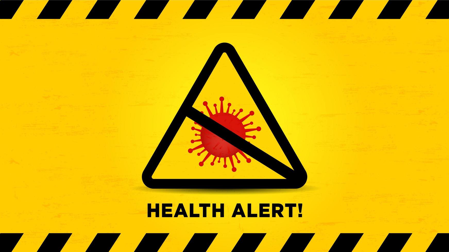 Health alert caution sign with red virus cell  vector