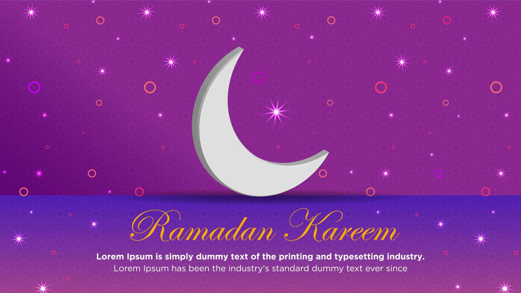 Moon and blinking lights on purple for Ramadan vector