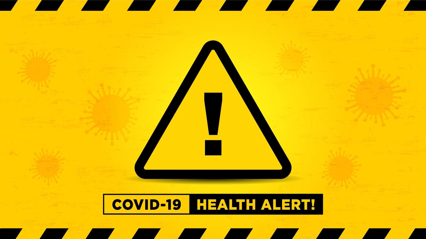 Health alert sign on yellow virus cell background vector