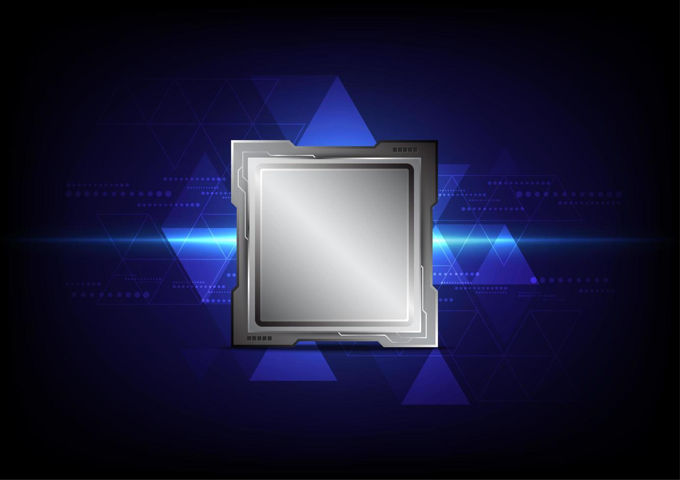 Microchip on a blue triangle abstract background vector