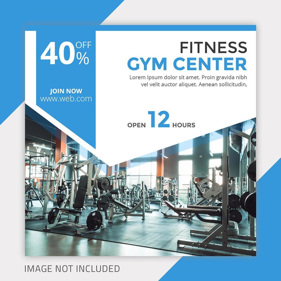 Geometric frame gym social media post template vector