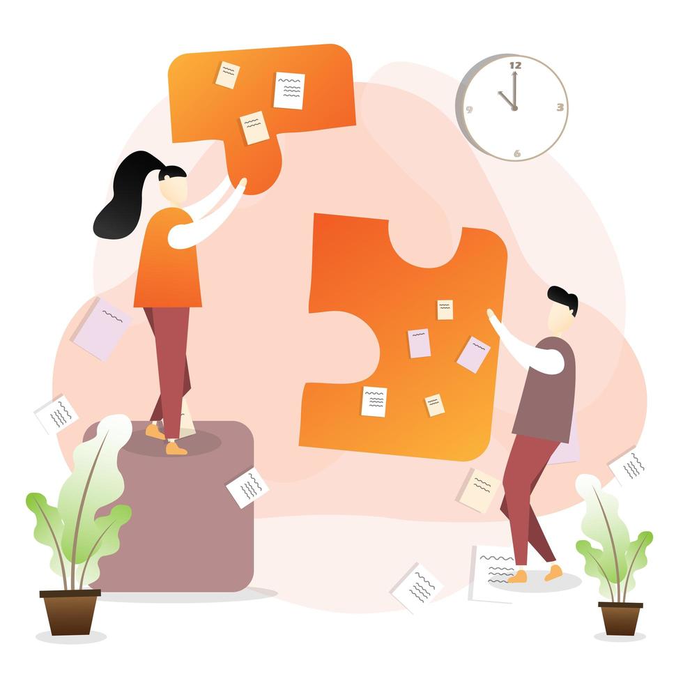 Business team holding puzzle pieces vector