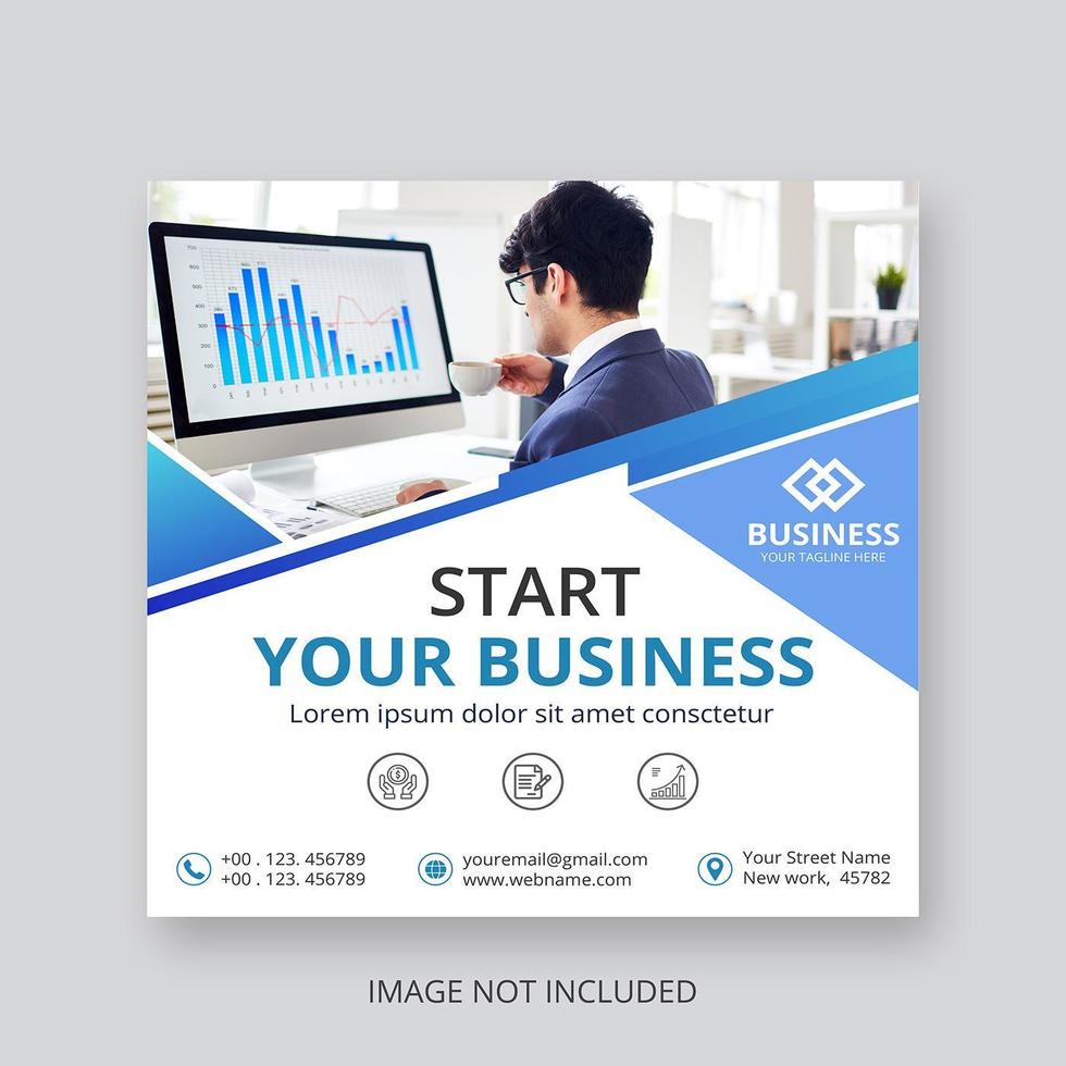 Start your business square social media banner vector