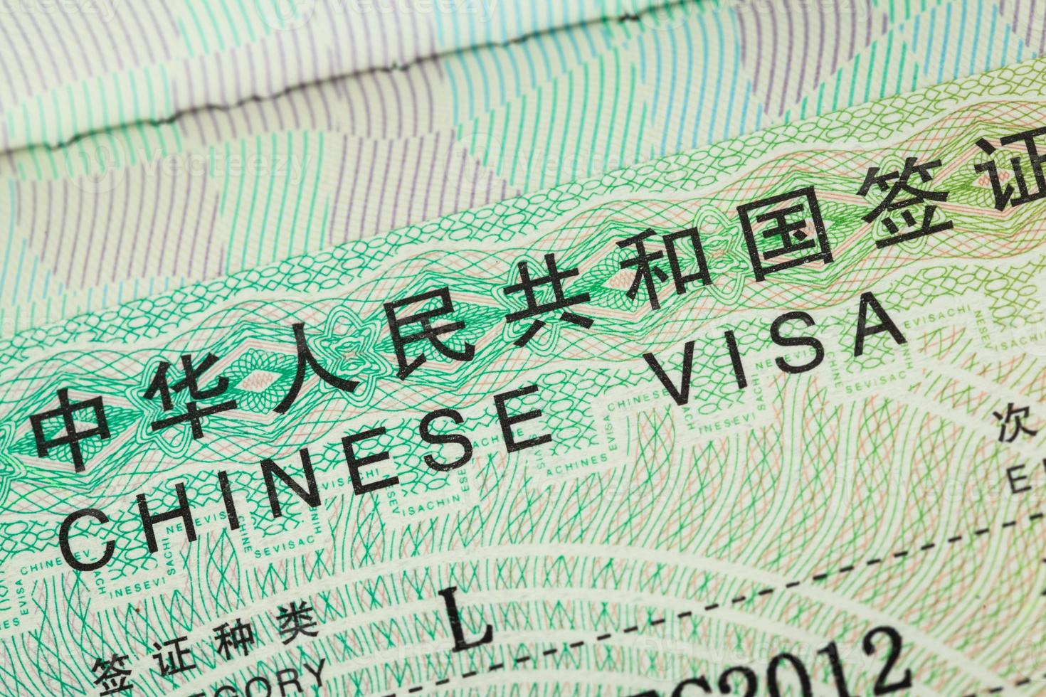 Visa de sello de pasaporte para el fondo del concepto de viaje, chino foto