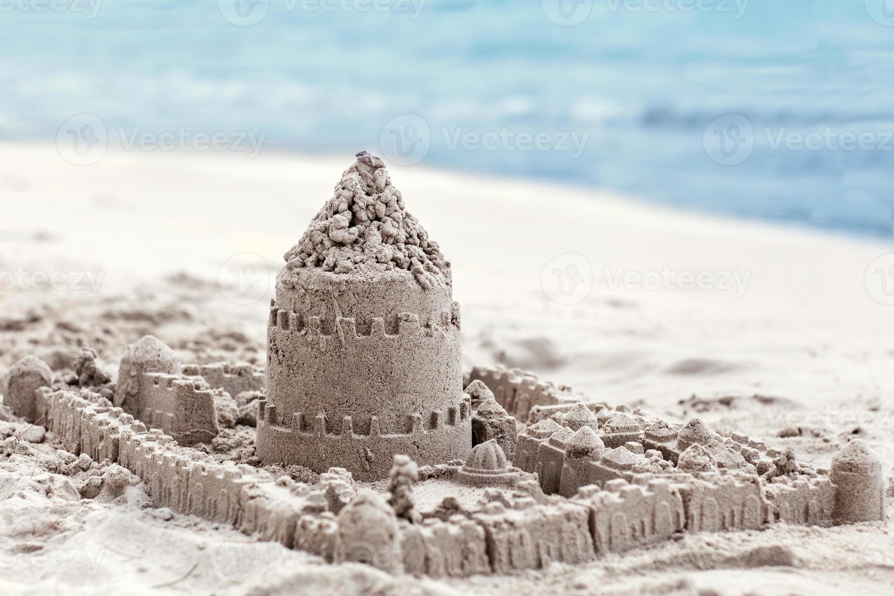 Sand house made with his own hands Children 1104129 Stock Photo at Vecteezy