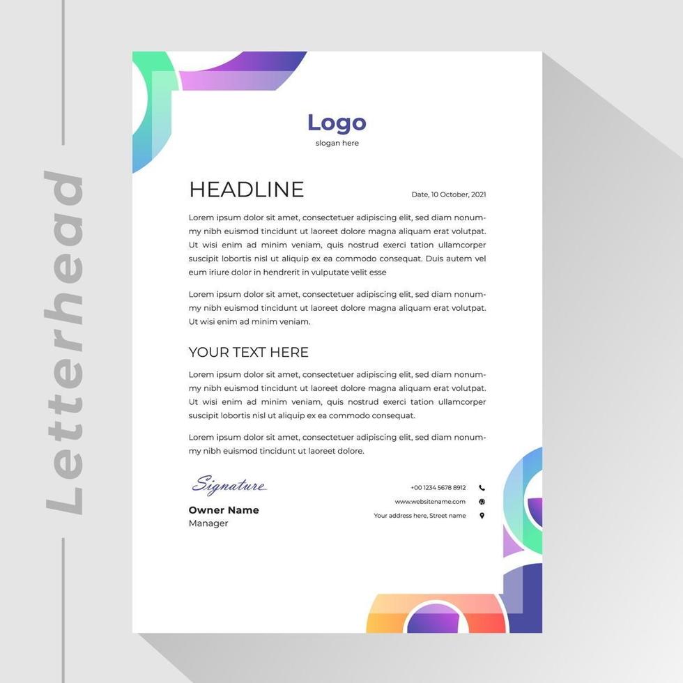 Business letterhead with colorful gradient circle shapes vector