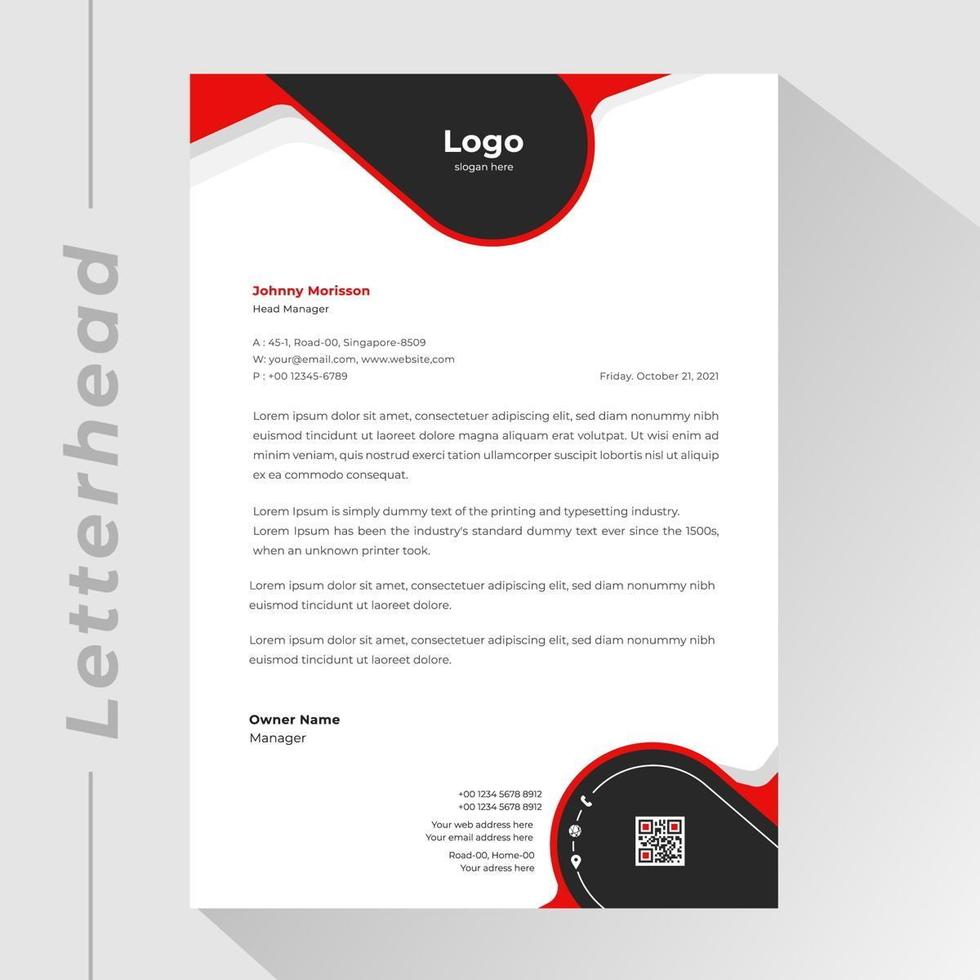 Business letterhead with black rounded shapes in corner vector