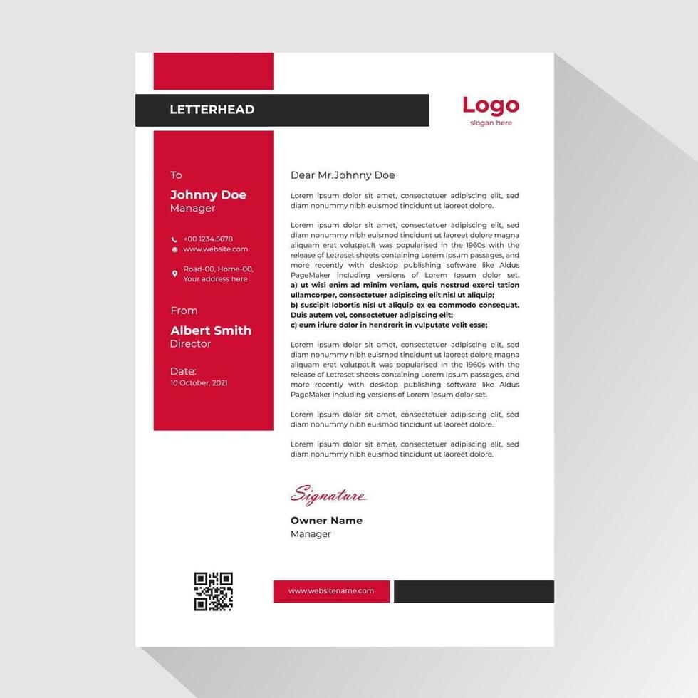 Business letterhead with black and red rectangles vector