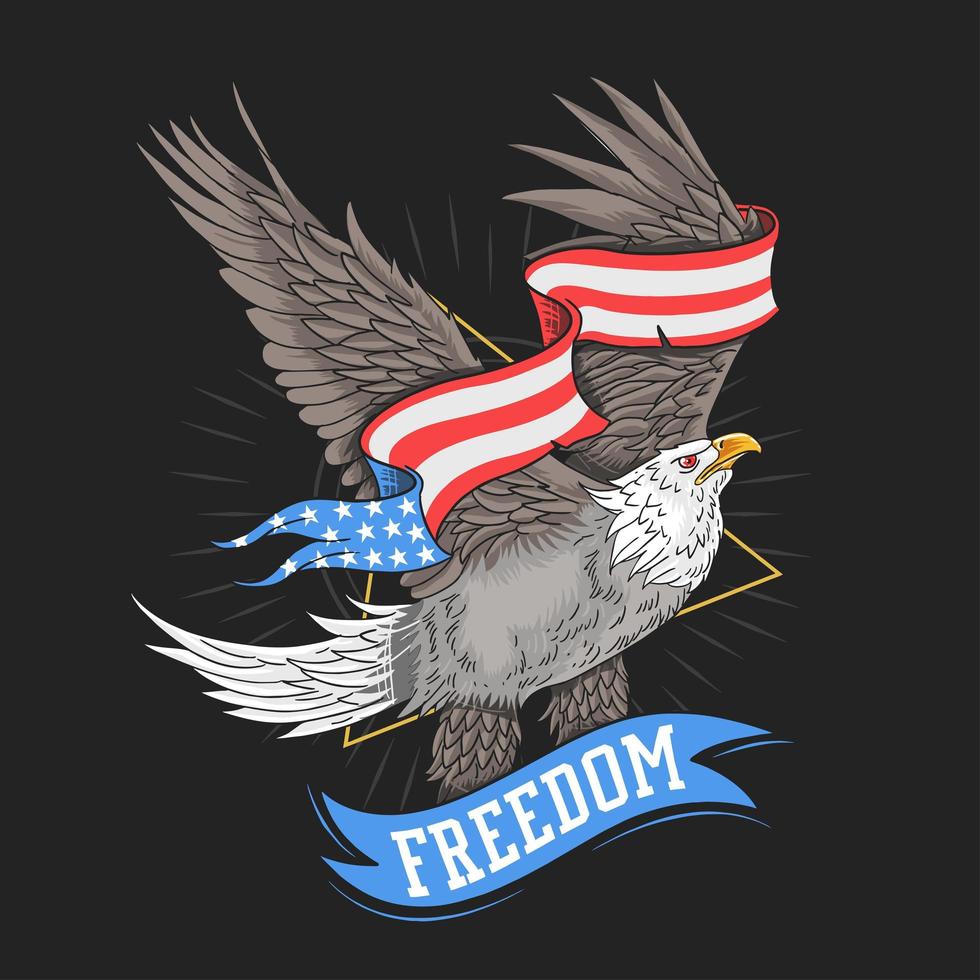 Eagle with USA flag banner vector