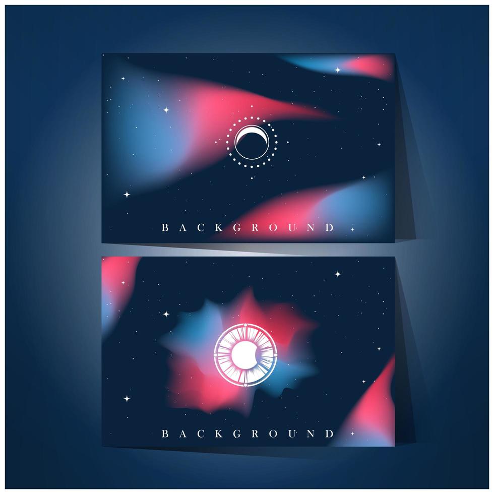 Pink and blue galactic background set vector