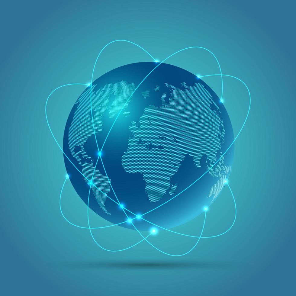 Glowing network communication globe vector