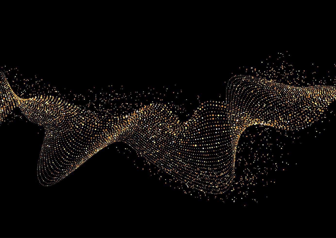 Golden glitter waves on black vector