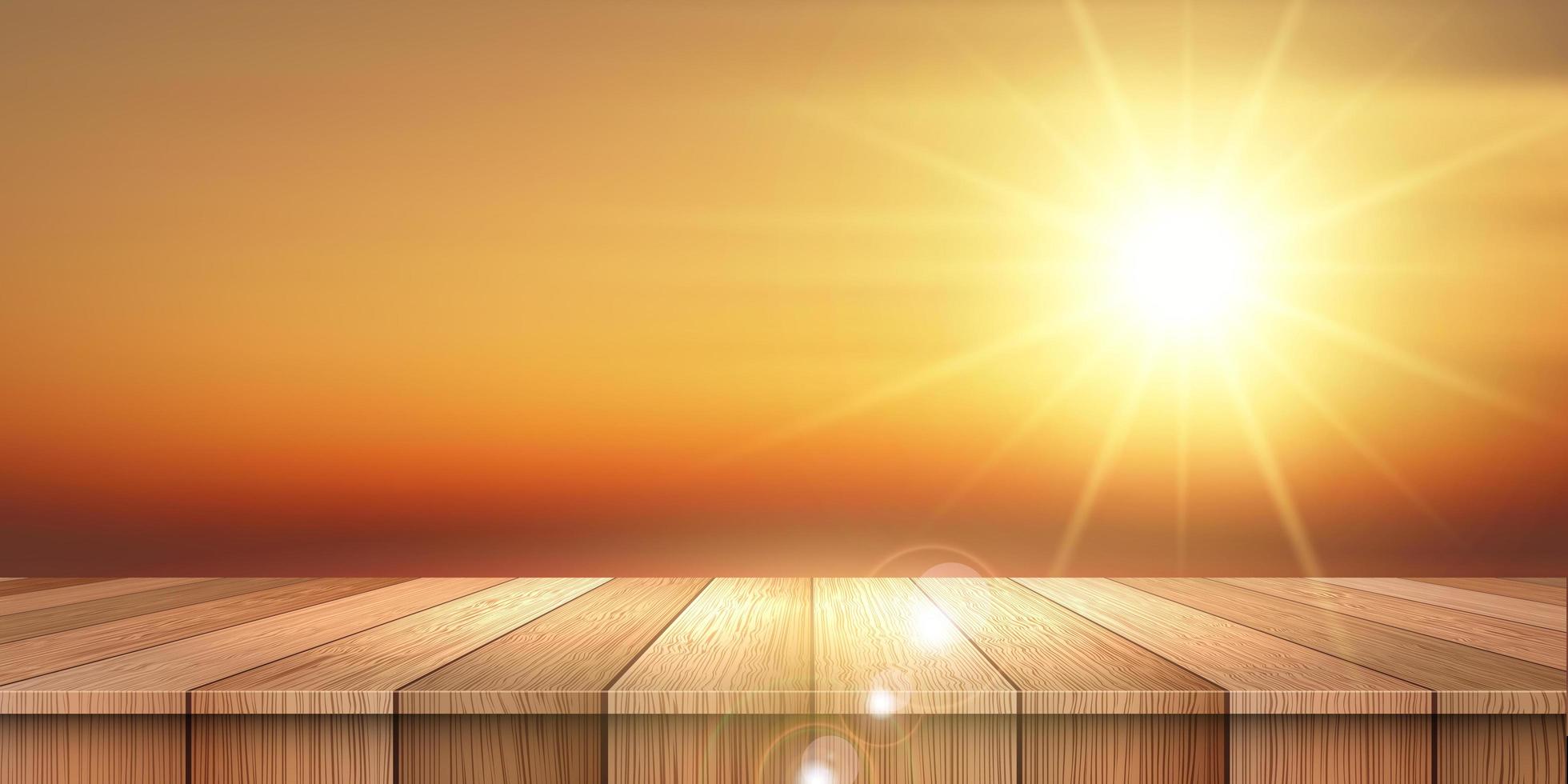 Sunshine over wooden table vector