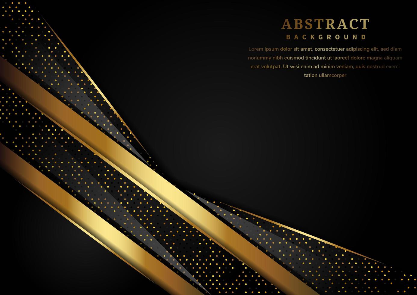 Fondo de capas de oro y negro brillante superpuesto de lujo abstracto vector