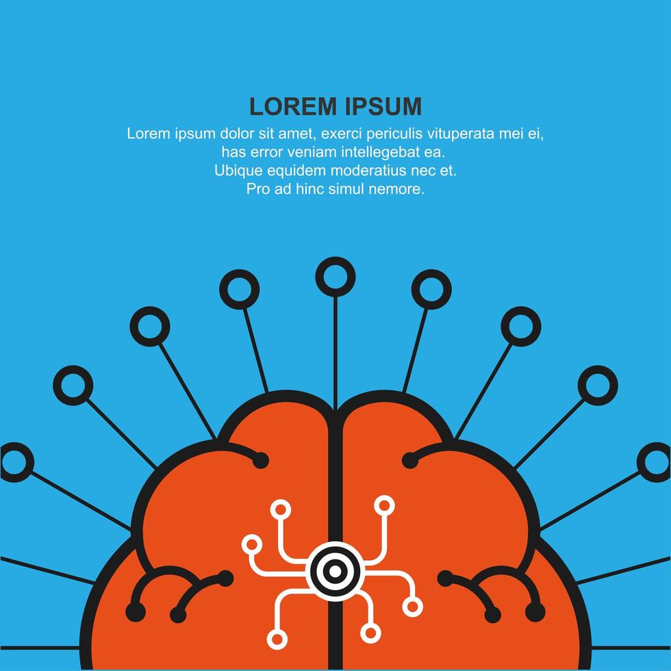 Abstract human brain symbol and copyspace vector