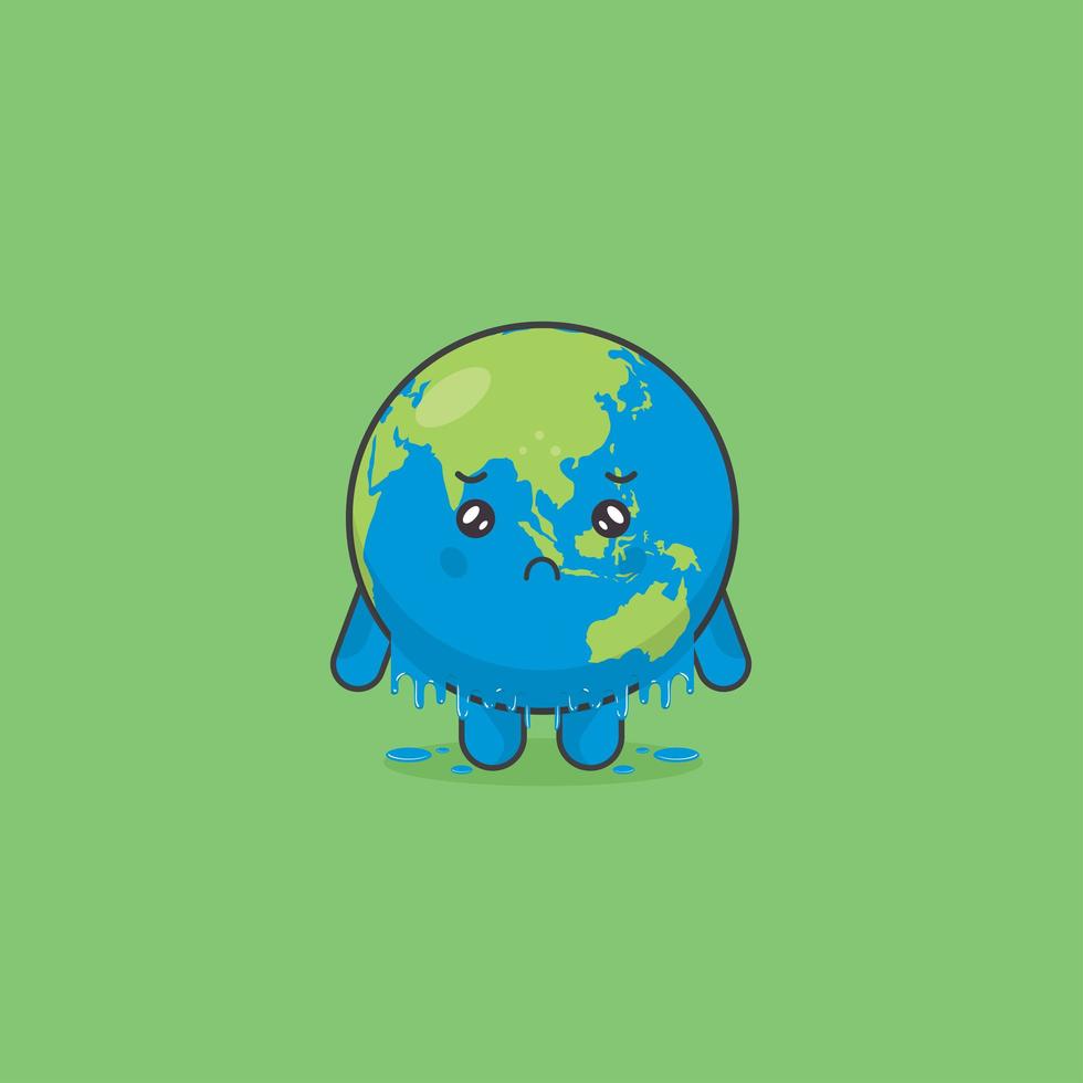 Melting Earth Character Isolated on Green vector